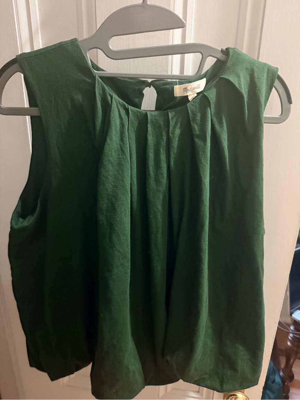 Madewell Dark Green Pleated Sleeveless Top